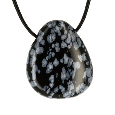 Obsidian snowflake pierced stone pendant Obsidian snowflake pierced stone pendant