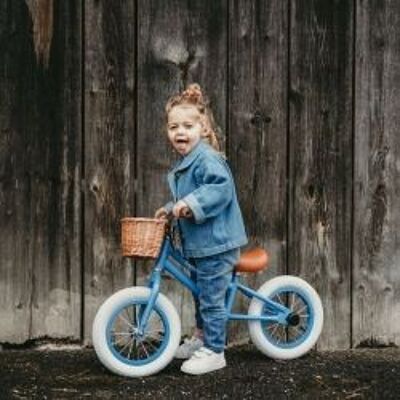 Balance bike blu per bambini - Bicicletta senza pedali vintage
