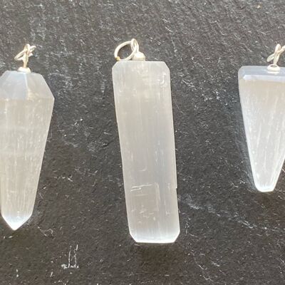 Selenite pendant of different shapes Faceted pendulum pendant H4 cm x 1.5 cm