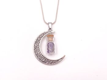 Pendentif  Witch, lune et fiole de cristaux Pendentif Witch avec quartz rose 4