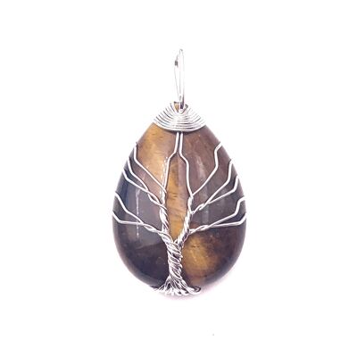 Tiger eye pendant - tree of life