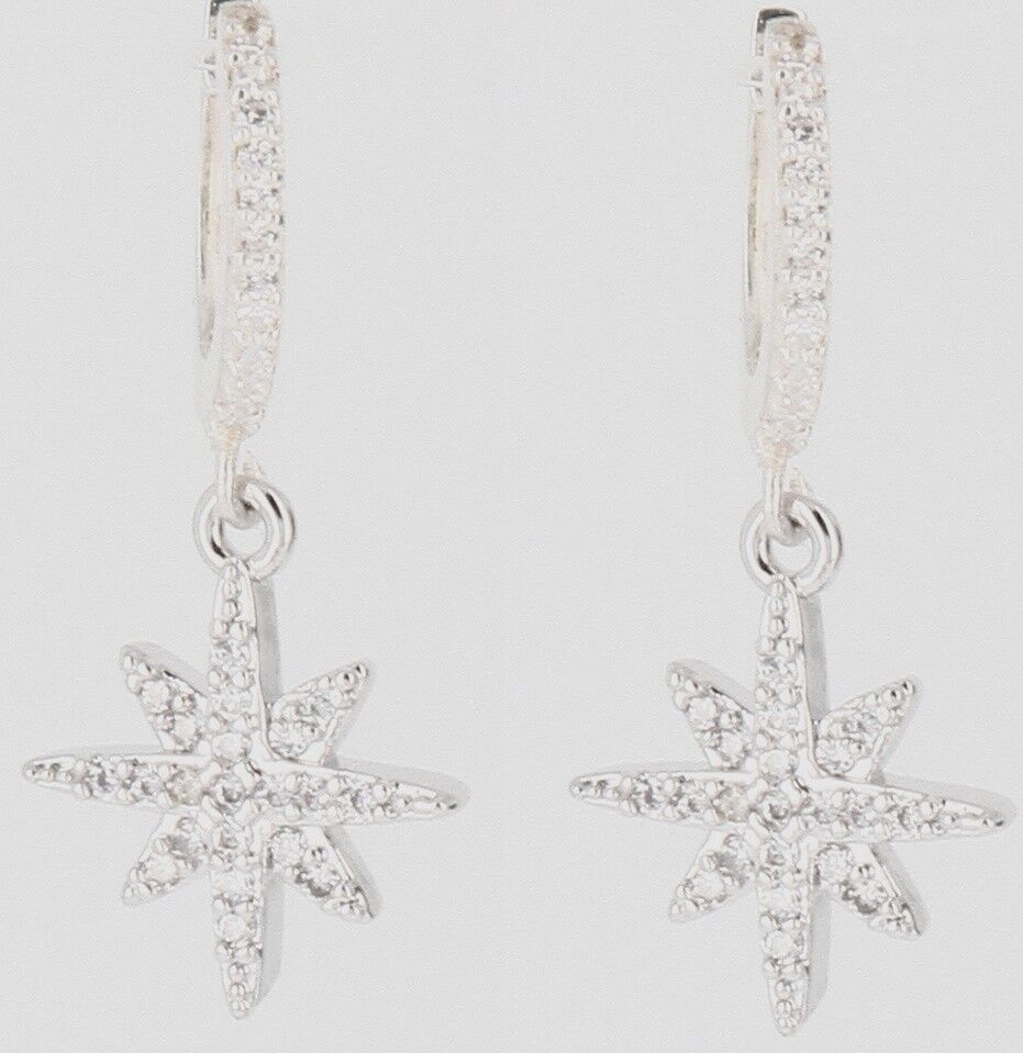 Silver or gold 925 silver zircon star earrings/creoles (grey)