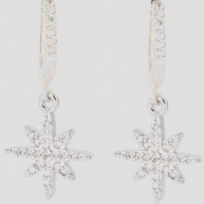 Silver or gold zircon star earrings/creoles 925 silver gilded with fine gold (golden)