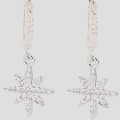 Boucles d'oreilles/ créoles étoiles zircon argent ou doré argent 925 doré à l'or fin (doré)