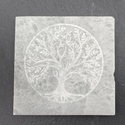 Square in selenite tree of life or flower of life Tree of life +/- 6 cm x +/- 6cm