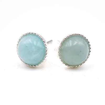 Blue Chalcedony Moon Earrings 8 mm