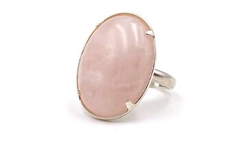 Bague QUARTZ ROSE Pierre Naturelle 18 x 13 mm, taille réglable de 54 à 57 2