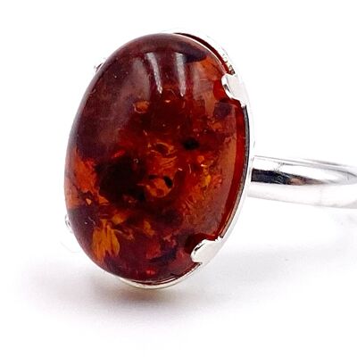 AMBER Ring 18x13mm Größenverstellbar zwischen Größe 54 bis 57