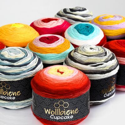 Wollbiene Cupcake Strickwolle Bobbel Batik Häkel Wolle 150g Farbverlauf