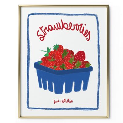 Strawberries Art Print - Fruit Collection , 5x7in | 13x18cm