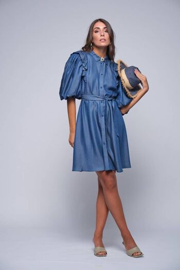 Robe en chambray avec rouche 1