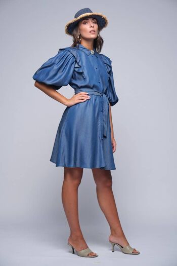 Robe en chambray avec rouche 3