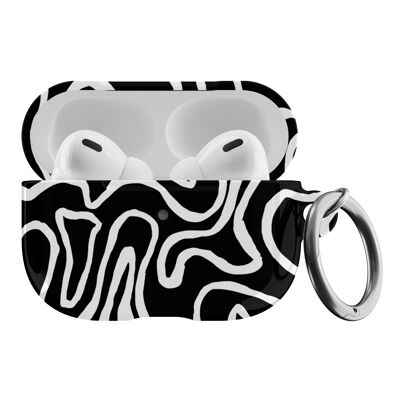 White & Black Retro Swirls Airpod Case , Airpod Pro