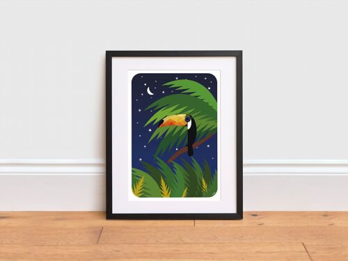 Toucan in the Jungle by Night Print ,