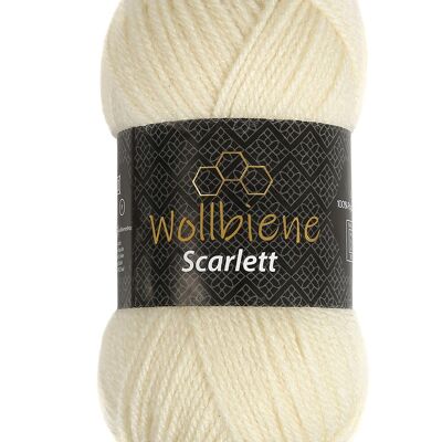 Wollbiene Scarlett 01 knitting wool 50 gr polyacrylic crochet wool Uni wool