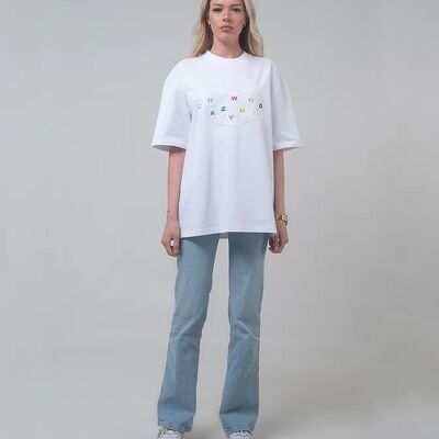 T-shirt bianca - PAZZO MONDO
