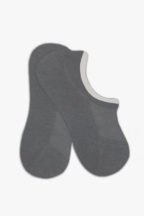 Calcetines invisibles de algodón y lycra con talón de silicona - Gris