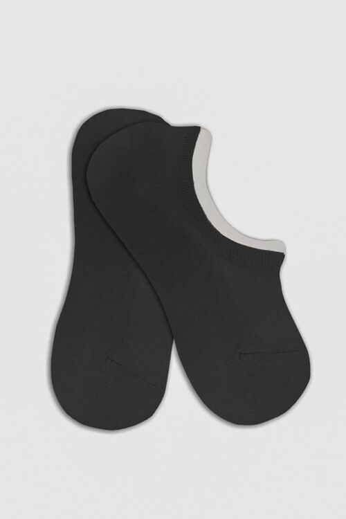 Calcetines invisibles de algodón y lycra con talón de silicona - Negro