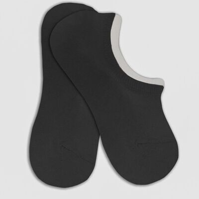 Calcetines invisibles de algodón y lycra con talón de silicona - Negro
