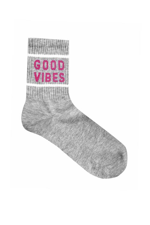 Calcetines de algodón y lycra "Good vibes" - Gris