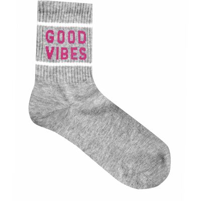Calcetines de algodón y lycra "Good vibes" - Gris