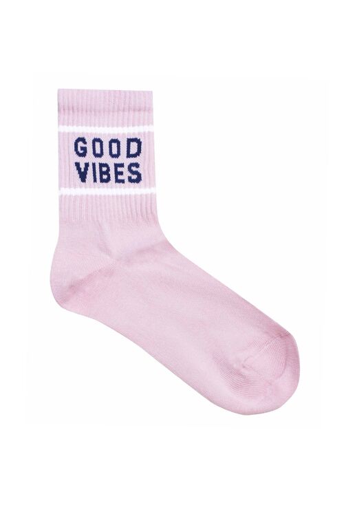 Calcetines de algodón y lycra "Good vibes" - Rosa