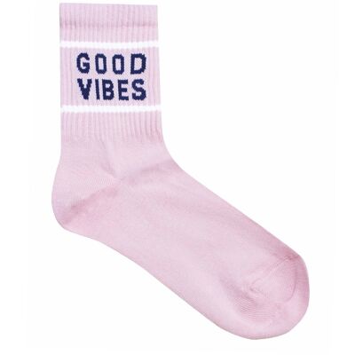 Calcetines de algodón y lycra "Good vibes" - Rosa