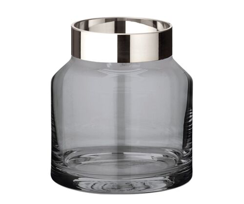 Vase Gabi (Ø 17 cm, height 19 cm), dark, hand-blown crystal glass with a platinum rim