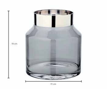 Vase Gabi (Ø 17 cm, hauteur 19 cm), verre de cristal foncé soufflé à la bouche avec un bord en platine 2