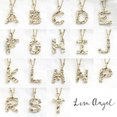 Silver Hammered Initial Necklace - O