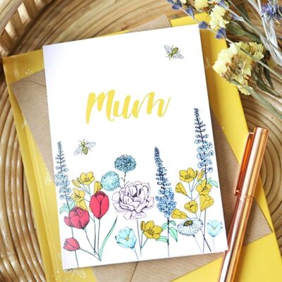 Cartolina d'auguri di mamma fiori di campo