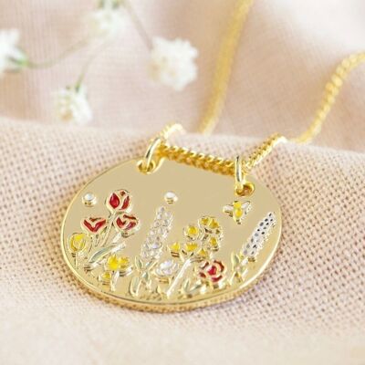 Wildblumen-Halskette mit echter Samenkarte