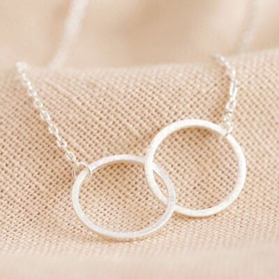 Brushed Interlocking Hoop Necklace in Silver