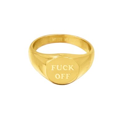 FUCK OFF Ring Gold Gr. 56