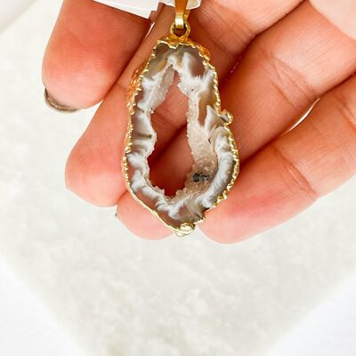 Comfort Brown and Black Agate Pendant - Black