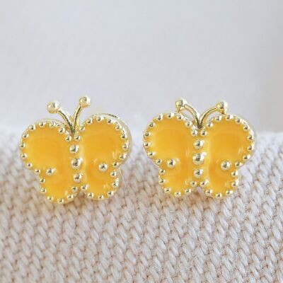 Aretes Mariposa Esmaltada en Oro