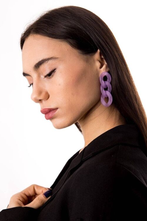 Purple Matt Chain Earrings