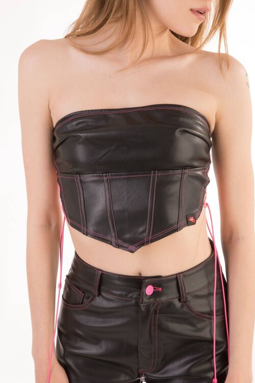 Stay Away Vegan Leather Corset