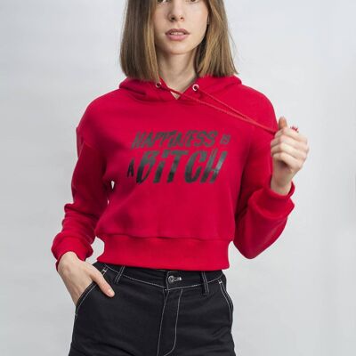 La felicidad es una B***h sudadera con capucha roja