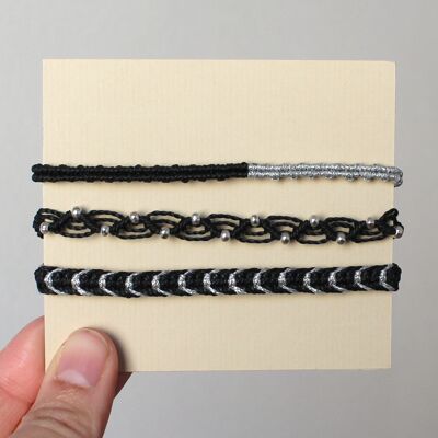 Metallic silver thread bracelet set