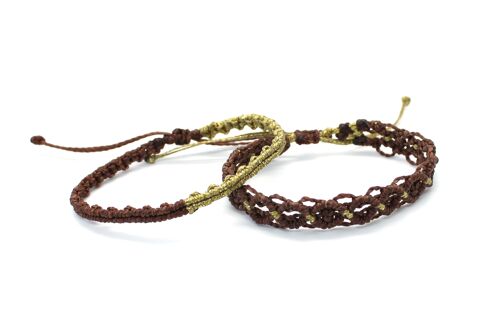 Chocolate and golden thread bracelet set