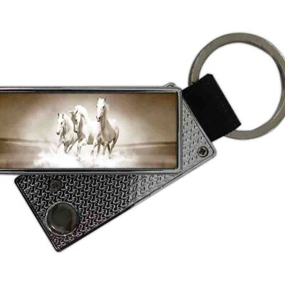White Horses Keychain USB Lighter