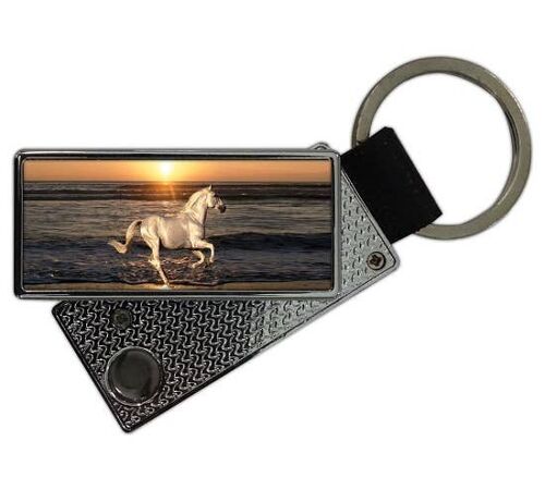 Accendino USB a Portachiavi Cavallo Bianco