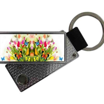 Schlüsselanhänger USB-Feuerzeug Blumen und Schmetterlinge