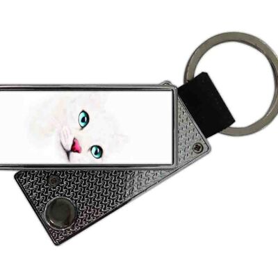 Briquet USB porte-clés chat blanc