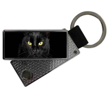 Briquet USB porte-clés chat noir 1