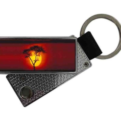 Briquet USB avec porte-clés soleil africain