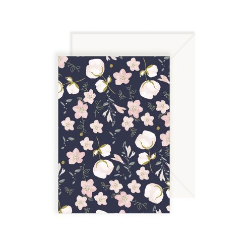 Carte Motif Floral Marine