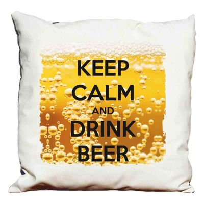 Dekoratives Kissen Ruhe bewahren und Bier trinken