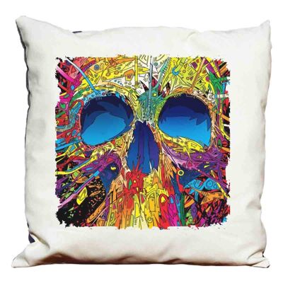 Psychedelic skull decorative pillow